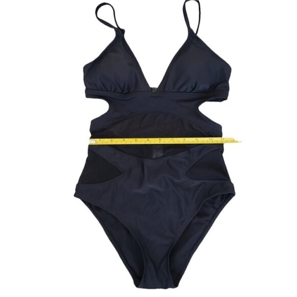 Envya Black Mesh Cut Out Sides One Piece Swimsuit XS - Picture 8 of 8